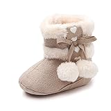 FURONGWANG6777BB Baby mädchen Junge Winter wärmer Weihnachten Booties säugling Bogen rutschfeste Stiefel Neugeborene erste Wanderer (Color : Apricot, Size : 6-12 Months)