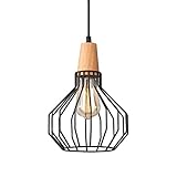 Lightess Pendellampe Vintage Industrial Pendelleuchte Retro 1 flammig Landhausstil Lampe Rustikal Hängelampe Drahtkäfig Cage E27 für Wohnzimmer Esszimmer Esstisch Landhaus Schlafzimmer usw