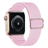 Scrunchie Strap für Apple Watch, verstellbares elastisches Nylon-Armbandband iWatch Series SE/6/5/4/3/2/1-hellrosa,42mm oder 44