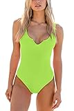 MELYUM Sport One Piece Swimsuit for Women High Cut Tummy Control Bathing Suits Low Back V Neck Swimw