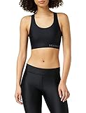 Under Armour Mid Keyhole, schnelltrocknendes Bustier, komfortable Funktionsunterwäsche mit Passform Kompression Damen, Schwarz (Black / Black / Metallic Silver) , M