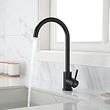 Auralum Einhebelmischer Küche Schwarz Matt Design-Spültischarmatur Küchenarmatur 360° Drehbare Wasserhahn Küche Mischb