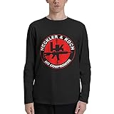 OERUJIO Heckler und Koch Logo Herren Fashion Langarm Rundhals T-Shirt, Schwarz , XXL