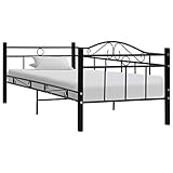 vidaXL Bettgestell Bett Metallbett Schlafzimmerbett Einzelbett Ehebett Bettrahmen Schlafzimmermöbel Lattenrost Schwarz Metall 90x200