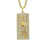 WYFLL Europäische und amerikanische Hip-Hop Street Big Gold Kette Herren 1 Million Dollar Scheine Persönlichkeit Mode Trend Accessoires Dekorative Banknote Anhänger Halsk