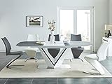 Sellon24/Signal Esstisch italienische Keramik ausziehbar 160-220cm exklusiv weiß matt grau MDF Valerio E