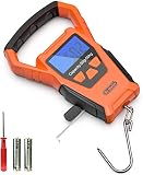 Dr.meter Digitale Kofferwaage, IPX7 wasserdichte LCD-Anzeige mit Hintergrundbeleuchtung Digitale Fischwaage mit größerem Griff und Haken, eingebautes Klebeband, inkl. B