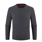 Pullovers Herren Bequem Warm Doubleface Fleece Herren Langarm Herbst Winter Reine Farbe V-Ausschnitt Einfaches Basic Herren T-Shirt BG-Grey M