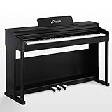 E-Piano 88 Tasten Gewichtet, Donner DDP-100 Klavier Hammermechanik Digitalpiano Bundle für Anfänger Bastler mit Möbelständer, Dreifachpedale, MP3-Funktion, Schw