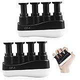 2 Stück Einstellbarer Fingertrainer Fingerverstärker Tragbare Fingerkrafttrainer mit Weichem Silikonpolster für Klavier Gitarre Handtrainingsgerät (Schwarz Weiß)