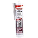 fischer 53101 Sanitärsilikon DSSA W, Silikon zum Abdichten & Verfugen im Sanitär- und Küchenbereich, Kartusche für zahlreiche Anwendungen und Baustoffe, 310 ml, weiß