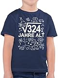 Geburtstagsgeschenk Geburtstag - (Wurzel 324) 18 Jahre alt - weiß - 104 (3/4 Jahre) - Dunkelblau Meliert - Statement - F130K - Kinder Tshirts und T-Shirt für Jung