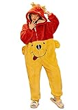 YAOMEI Erwachsene Unisex Jumpsuits, Kostüm Tier Kostüm-Anzug Onesie Nachthemd Schlafanzug Kapuzenpullover Nachtwäsche Cosplay Karton 3D Kigurumi Fastnachtskostuem Party Halloween (Damen-Winnie, L)