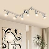 Bojim Deckenstrahler warmweiss Inkl. GU10 6x 6W Leuchtmittel silber Deckenlampe LED 6 flammig einstellbar 2800K Spotbalken Wohnzimmer Matt Nickel modern Deckenleuchte Metall Küchen 600LM 82Ra IP20