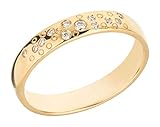 Ardeo Aurum Damenring Trauring aus 375 Gold Gelbgold mit 0,08 ct Diamant Brillant Sternenhimmel Ehering massiv Modell 240 Größe 54