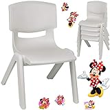 alles-meine.de GmbH Kinderstuhl / Stuhl - Motivwahl - grau - Silber + Sticker - Disney Minnie Mouse - Plastik - bis 100 kg belastbar / kippsicher - für INNEN & AUßEN - 0 - 99 J