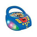 Lexibook RCD109PA Paw Patrol-Bluetooth-CD-Player für Kinder-Tragbar, Lichteffekte, Mikrofonbuchse, Aux-In, Akku oder Netz, Mädchen, Jungen, Blau/R