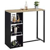 IDIMEX Bartisch PIAVA, schöner Stehtisch mit Regal, Moderne Küchentheke mit Metallgestell in schwarz, schöner Bartresen mit Flaschenhalterung, praktische Küchenbar in Sonoma E