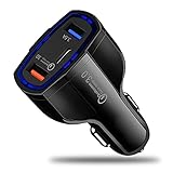 Warmdeco Dual-USB-Autoladeger?t Typ C Schnelllade-Autosteckdose Adapter 5V 3.1A für Smartphone Tablet Navigator Schw