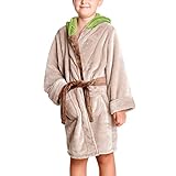 Elbenwald Star Wars Kinder Bademantel Yoda beige grün - 7/9 J