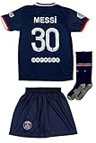 lekima Paris Messi #30 2021/2022 Heim Trikot Shorts und Socken Kinder und Jugend Größe (Navy,176)