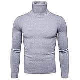 KBUY Rollkragenpullover Herren Feinstrick Warme Basic Turtleneck Langarmshirt Freizeit Slim fit Sweatshirt Halbkragen Pullover Männer Rollkragen Pullover Rollkragenpulli Strickpullover Lang