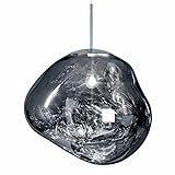 Pendelleuchte - Kronleuchter Modern, Pendelleuchte Glas Lampenschirm, LED Hängeleuchte, Unregelmäßiger Hängeleuchte, Hängelampe E27(Silver, 36cm)