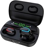 GOSCIEN Bluetooth Kopfhörer Kabellos In Ear mit Mikrofon, Wireless Sport Earbuds Integriertem Bass, IPX5 Wasserdicht, Bluetooth 5.0, CVC 8.0 Geräuschisolierung, LED Anzeige 3500mAh Ladebox, Schw