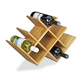 Relaxdays Weinregal aus hochwertigem Bambus H x B x T: 31,5 x 47 x 16,5 cm Flaschenhalter für bis zu 8 Flaschen Flaschenregal Holz Weinflaschenhalter, dek