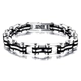 Herren Armband, Heavy-Duty Edelstahl Fahrradkette Armreif, Motorrad Bike Link Armband Schmuck Für Männer Jungen, Ideale Wahl (Black)