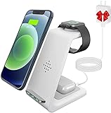 Wireless Charger,3 in 1 Qi-Certified Fast Wireless Charging Station Dock for Apple iWatch Series 6/5/4/3/2,iPhone 12/12 Pro/12 Pro Max/11/11 Pro Max/XR/XS/X/8,AirPods Pro(with Quick Charge Adapter)
