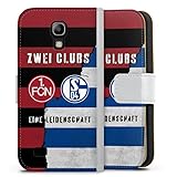 DeinDesign Klapphülle kompatibel mit Samsung Galaxy S4 Mini Handyhülle aus Kunst Leder weiß Flip Case 1. FC Nürnberg FC Schalke 04 Offizielles Lizenzproduk