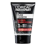 L'Oréal Men Expert Waschgel für das Gesicht, Anti-Pickel Gesichtsreinigung für Männer, Mit vulkanischem Mineral und Vitamin B3, Pure Carbon, 1 x 100