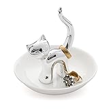 balvi - Gatto Ringhalter aus Keramik. Ablagefläche für Ringe und Schmuck. Aus Keramik hergestellt. Form Einer 