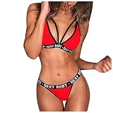Bluelucon Dessous Strapse Set Damen Sexy Body Lingerie Neckholder Verband Reizwäsche Tiefer Nachtwäsche Damen Strapse Reizwäsche Set Geschenk Brief V-Ausschnitt Body Strapse Unterwäsche Bodysuit S