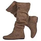 RF ROOM OF FASHION Damen Slouchy kniehohe Stiefel mit versteckten Taschen – Medium Wade, Taupe Su (mittlere Wadenlänge), 38 EU