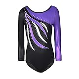 Brightup Leotards für Mädchen, Gymnastik Trikots Sleeveless Ballett Shining Dance Wear … (9-10 Jahre, V1)