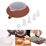 Silikon Macarons Spritzgefäß mit 4 Düsenspitzen, großer Teigtopf Batter Dispenser Fondant Tools Kuchen dekorieren Zubehö