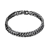 PROSTEEL Herren Edelstahl Armband 19cm Panzerkette Armband 8mm breit schwer Glieder Link Kettenarmband schwarz Armkette Armreif Modeschmuck für Hip Hop Rapper Männer Jungen Geschenk für W