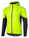 INBIKE Fahrradjacke mit Kapuze softshelljacke warm wasserdicht winddicht mit 2 Taschen für Laufen Joggen Bergsteigen Herren Stehkragen,XL