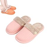 EIIUHIAHS Plush Lining Slippers,Anti-Skid warm Cotton Shoes for Autumn and Winter,Thick-Soled Waterproof Detachable Slippers (Pink,36/37)