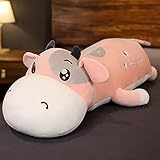 Rosa Milchkuh Plüschtiere, Premium Weiches Kuschelkissen Aus Baumwolle, Niedliche Rinder Kuscheltiere Puppe Kuscheltier, Kinder, Mädchen (65Cm)