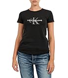 Calvin Klein Jeans Damen Seasonal Filled Monogram Tee T-Shirt, Ck Black/Reptile, X-Larg