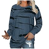 TTlove Damen Harajuku Überdimensioniert Streifen Lässig Lange Ärmel Crewneck T-Shirt Tops Tunika Damen Sommer Langarm Longshirt Tigermuster Blumen Tshirts Tshirt D