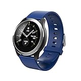 Smart Watch mit Blutdruck- und Pulsmesser und EKG-Wiedergabetabelle, Helligkeit Einstellbares Edelstahlarmband IP68 Wasserdicht Herren Damen Sportuhren (E)