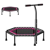 HT&PJ Fitness Trampolin, 127cm 50 Zoll Trampolin Indoor, Trampolin Kinder Erwachsene, Trampolin mit Haltegriff 150kg Leise elastische Gummiseilverbindung (50 Zoll)