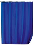 WENKO 19149100 Duschvorhang Uni Night Blue - Anti-Bakteriell, waschbar, mit 12 Duschvorhangringen, 100 % Polyester, Dunkelb