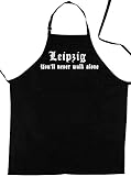 ShirtShop-Saar Leipzig - You'll Never Walk Alone; Schürze (Latzschürze - Grillen, Kochen, Berufsbekleidung, Kochschürze), schw