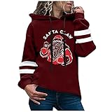 Obestseller Hoodie Damen Kapuzenpullover Frauen Baumwolle Long mit Kapuze Pullover Sweatshirt Rundhals Slim Fit Freizeit Sport Langarmshirt Hoodies Training Pulli Streetwear (Wein, L)