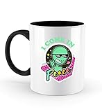 Alien Tasse 90er Jahre Außerirdischer Science Fiction Kaffeetasse Geschenkidee - Zweifarbige Tasse -330ml-Schw